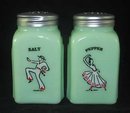 Jadeite Mexian Dancers Arch Salt & Pepper Set SIGN 1936