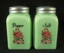 Jade Jadite Jadeite Pink Flamingos Arch Salt Pepper Set