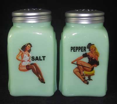 Jadeite Pin-up Girls Arch Salt & Pepper Set