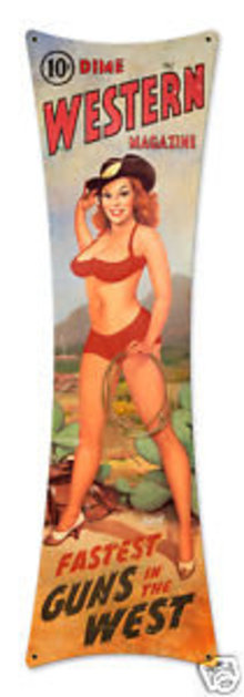Western Magazine pin up girl HEAVY METAL SIGN