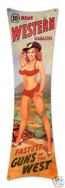 Western Magazine pin up girl HEAVY METAL SIGN
