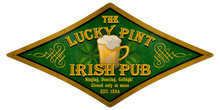 Lucky Pint Irish Pub diamond shape HEAVY METAL SIGN