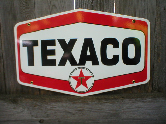 TEXACO HEXAGON DIE CUT HEAVY METAL SIGN
