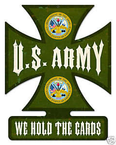U.S. ARMY Iron Cross shaped metal sign