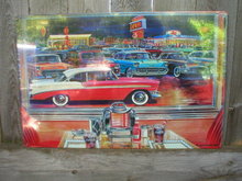 INSIDE DINER VIEW FIFTIES HEAVY STEEL SIGN
