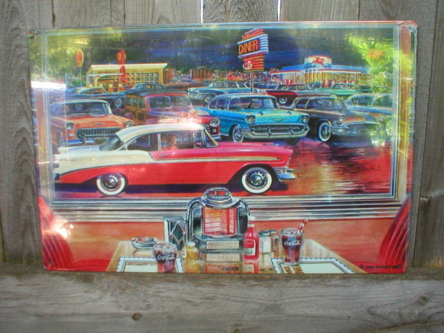 INSIDE DINER VIEW FIFTIES HEAVY STEEL SIGN
