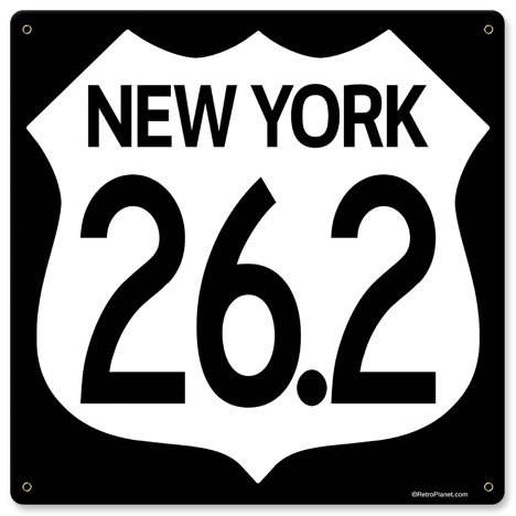 New York Marathon Highway heavy metal sign