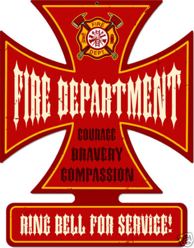 Fire Dept Cross Shaped heavy metal sign