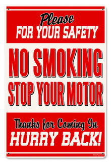 No Smoking Gas Station Safety heavy metal sign