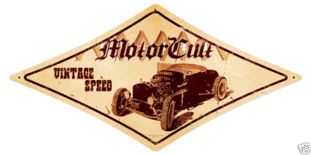 Motorcult Vintage Speed Heavy Metal Sign hot rod