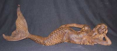 One Big Rustic Brown Laying Mermaid cast iron