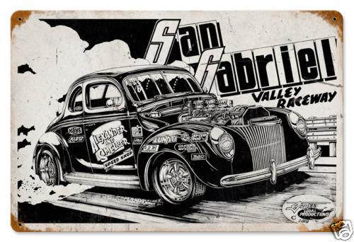 San Gabriel Valley Raceway Hotrod NHRA HEAVY METAL SIGN