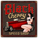 Black Cherry Speed Shop pin up girl HEAVY METAL SIGN