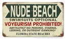 NUDE BEACH SWIMSUITS OPTIONAL Heavy Metal Sign