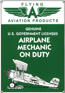 FLYING A AVIATION PRODUCTS PORCELAIN COATED SIGN