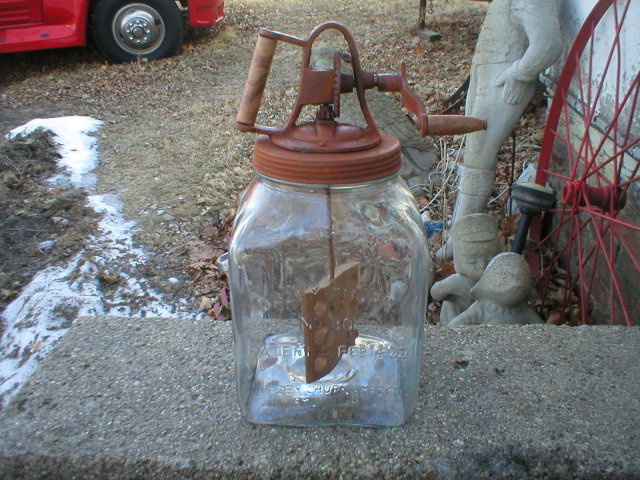 LARGE GLASS BUTTER CHURN DAZEY NO 80