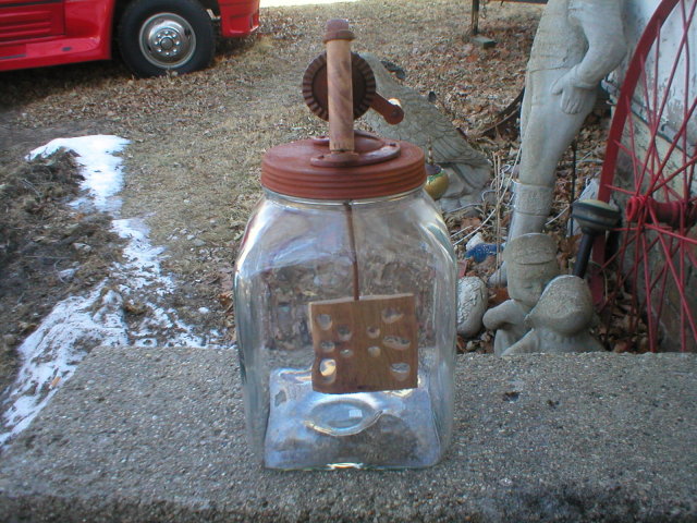 LARGE GLASS BUTTER CHURN DAZEY NO 80