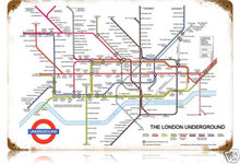 London Underground map HEAVY METAL SIGN old look