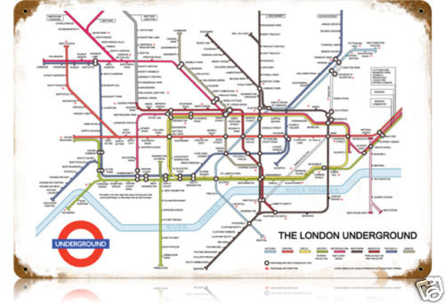 London Underground map HEAVY METAL SIGN old look