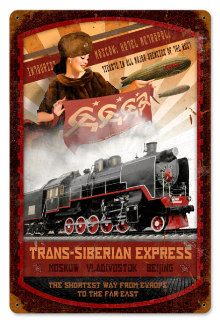 Trans Siberian Express railroad HEAVY METAL SIGN