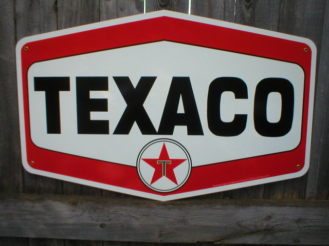 TEXACO HEXAGON DIE CUT HEAVY METAL SIGN