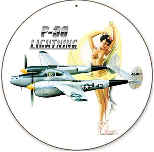 P-38 Lightning Nude Pin Up Girl Sign
