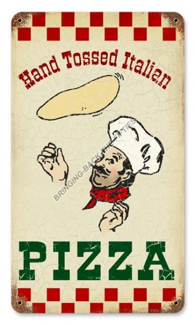 HAND TOSSED PIZZA Heavy Metal Sign