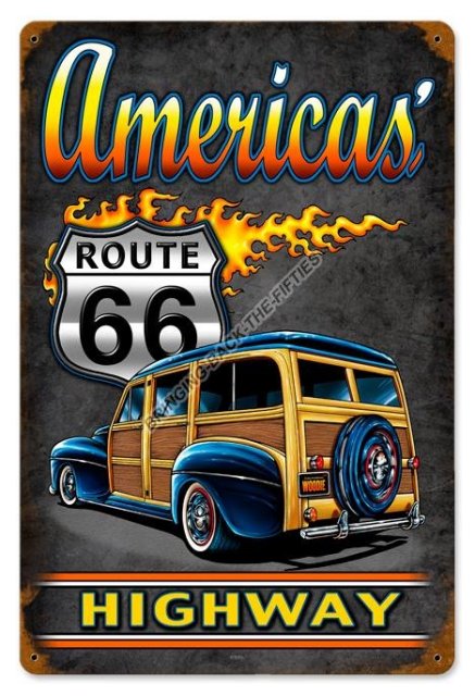 AMERICA'S HIGHWAY Heavy Metal Sign