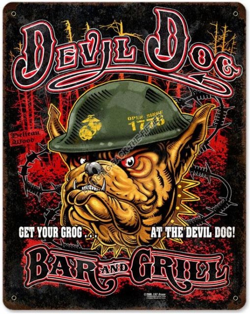 USMC Devil Dog Bar and Grill Heavy Metal Sign