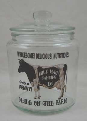 MILK MAID Small Clear Glass Counter Jar