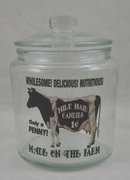MILK MAID Small Clear Glass Counter Jar