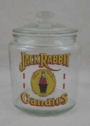 JACK RABBIT CANDIES Small Clear Glass Counter Jar