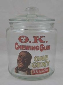 OK CHEWING GUM Small Clear Glass Counter Jar