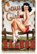 COWGIRL SALOON Heavy Metal Sign