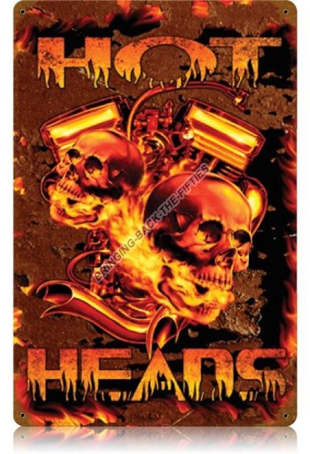 HOT HEADS Heavy Metal Sign
