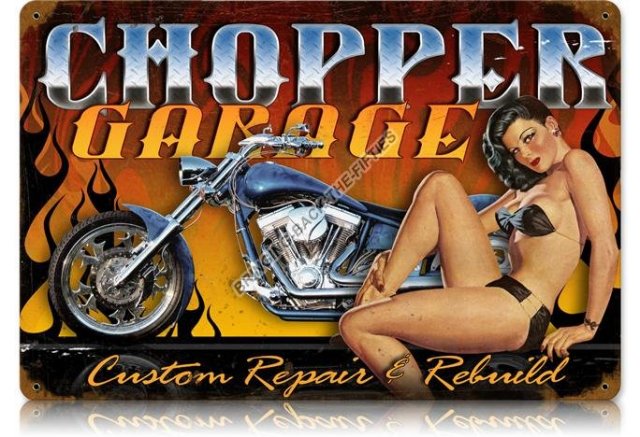 Chopper Garage Heavy Metal Sign