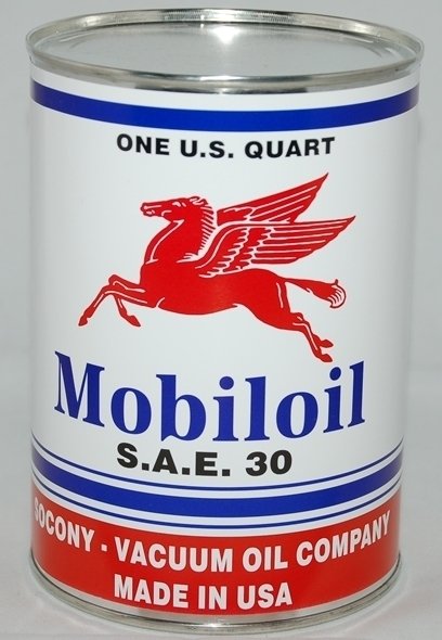 MOBILOIL PEGASUS METAL OIL CAN 32 FL. OZ.