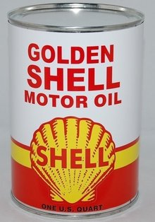 GOLDEN SHELL METAL OIL CAN 32 FL. OZ.