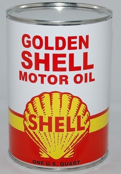 GOLDEN SHELL METAL OIL CAN 32 FL. OZ.