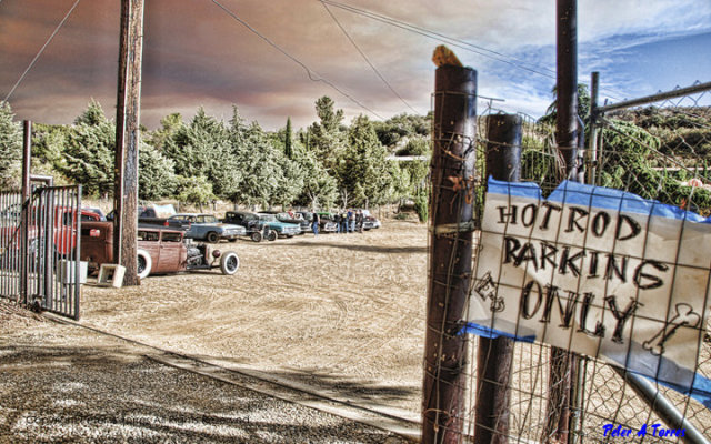 HOT ROD PARKING ONLY PETER TORRES HEAVY METAL SIGN
