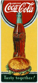 COKE TASTY TOGETHER EMBOSSED METAL TIN SIGN