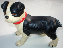 CAST IRON BLACK WHITE FULL BODY DOG