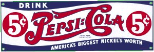 DRINK PEPSI-COLA PORCELAIN-COATED SIGN