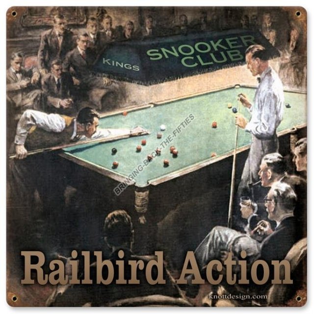 RAILBIRD ACTION POOL BILLIARDS HEAVY METAL SIGN