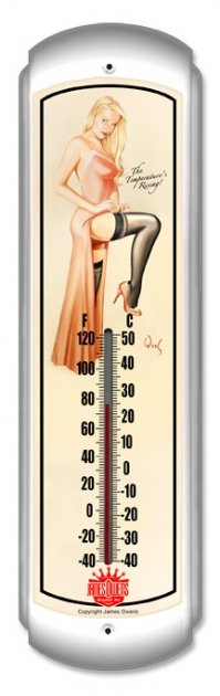 TEMPERATURES RISING METAL THERMOMETER