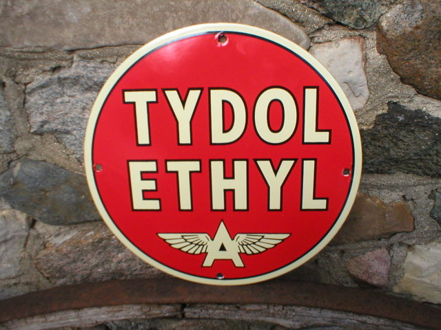TYDOL ETHYL FLYING A PORCELAIN COATED SIGN