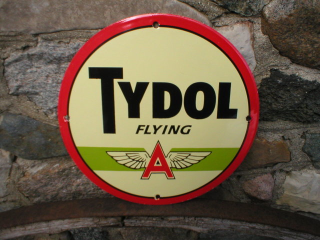 TYDOL FLYING A PORCELAIN COATED SIGN