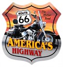 ROUTE 66 LARGE MOTORCYCLE SHIELD SIGN