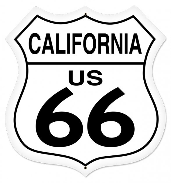 CALIFORNIA ROUTE 66 SHIELD LARGE METAL SIGN
