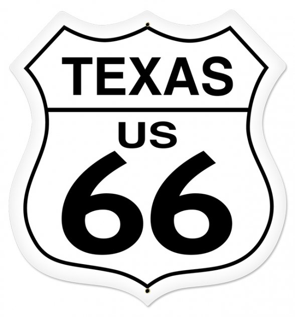 TEXAS US 66 SHIELD LARGE METAL SIGN